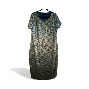 Plus size Teal Lace Midi Dress